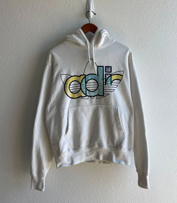 Adidas White Vintage  Hoodie - Image 2