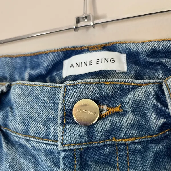 Anine Bing Sonya High Rise Button Fly Ankle Slim Leg Jeans Light Blue Wash 30 - Image 6