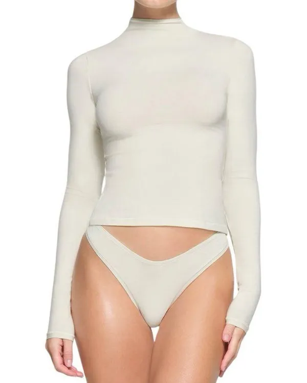 Cotton Jersey Long Sleeve Turtleneck - Image 3