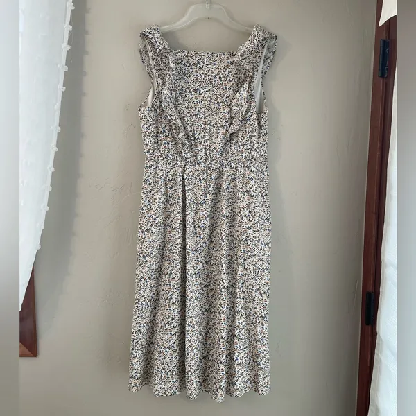 Madewell Floral Midi Dress - Cream and Blue - Image 3