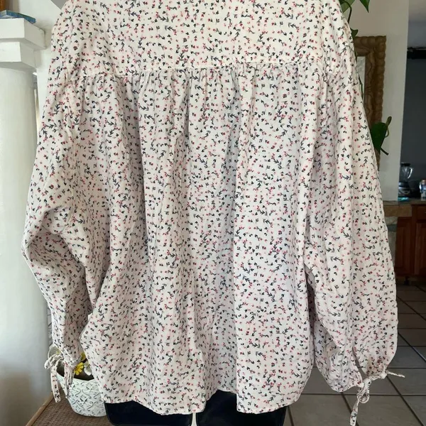 Old Navy Ditsy Floral Oversized Corduroy Tie Sleeve Top Womens size XL Cotton - Image 6