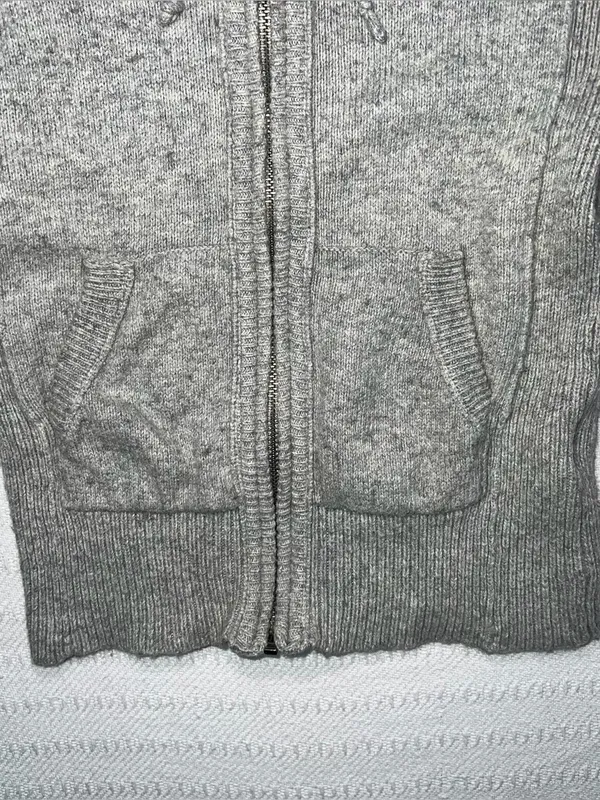 Abercrombie & Fitch Womens Full Zip Y2K Cable Knit Hoodie Size S Gray Preppy - Image 5