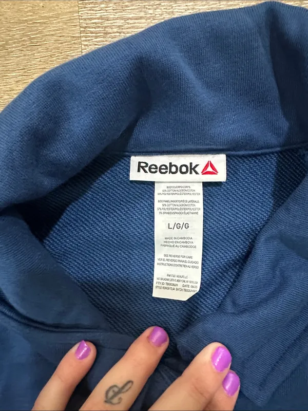 Reebok women's Navy 3/4 button up collared sweatshirt - sports club - Image 2
