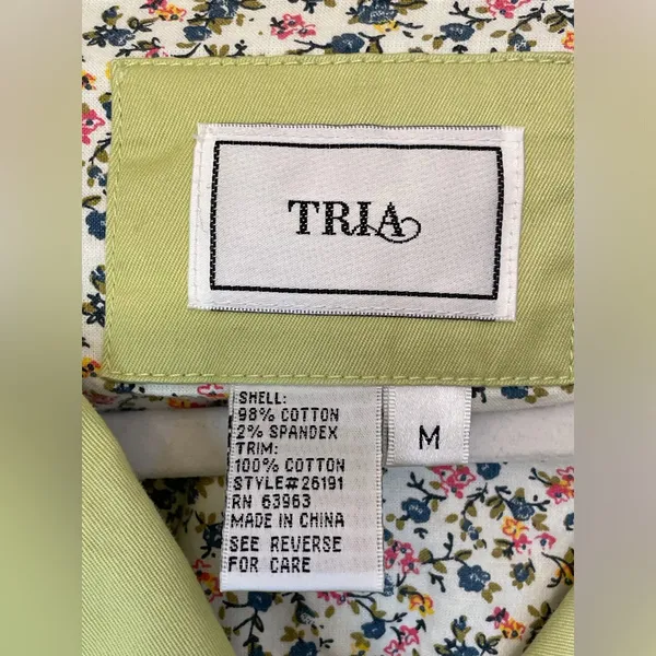 Vintage Tria Y2K Women's Light Green Cotton Jacket Size‎ M - Image 4