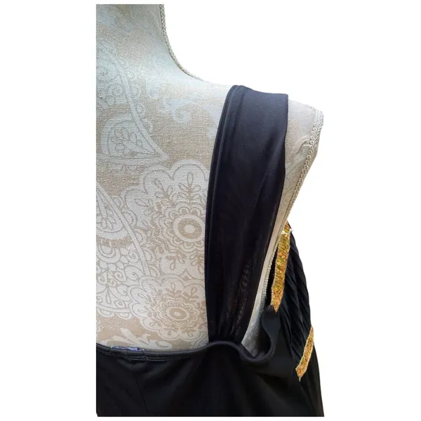 Nikki Mae Black Gold Sequined Empire Waist Evening Prom Maxi Dress Size 20 - Image 7