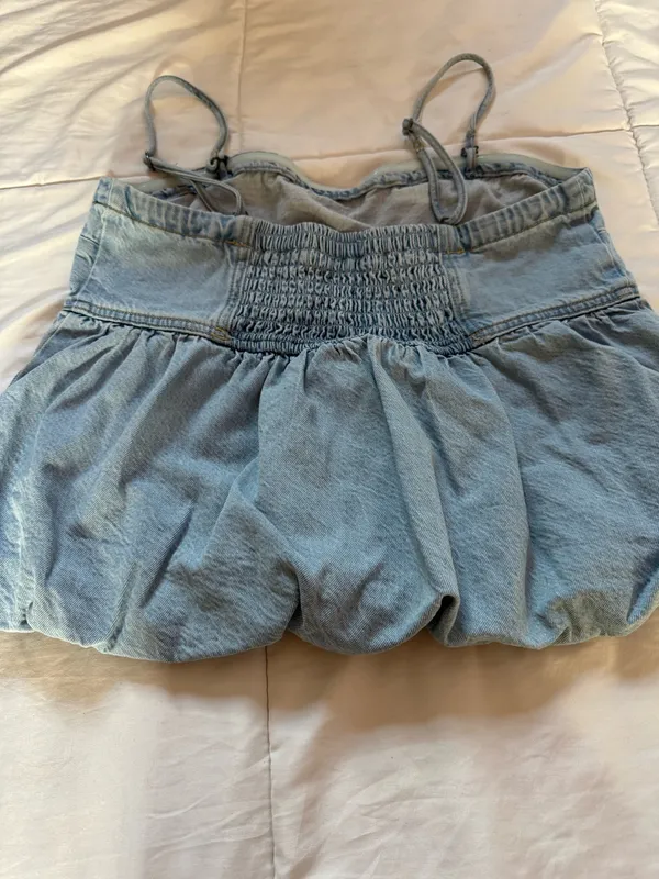 American Eagle Denim Bubble Tube Top - Image 3