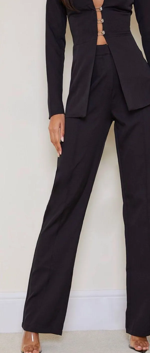 Pretty Little Thing Black Wide Leg High Waist Pants - Image 2