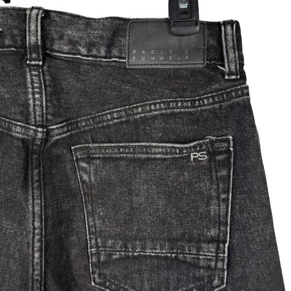 Pacsun SZ 30 Vintage Loose Crop Jeans Button-Fly Hi-Rise Seamed Leg Frayed Black - Image 7