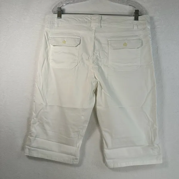 Charter Club White Bermuda Shorts Womens 16 Regular Stretch Cotton Cuffed Hem - Image 2