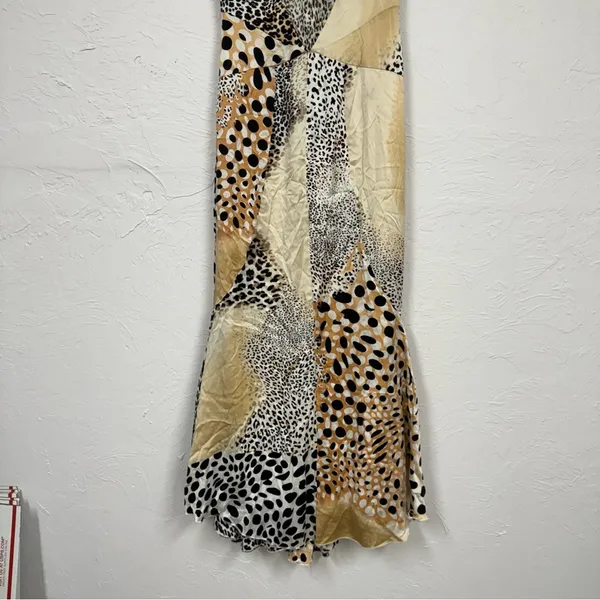 Jovani Black & Tan Animal Print Silk Patchwork Maxi Dress Womens 2 Formal Gown - Image 5