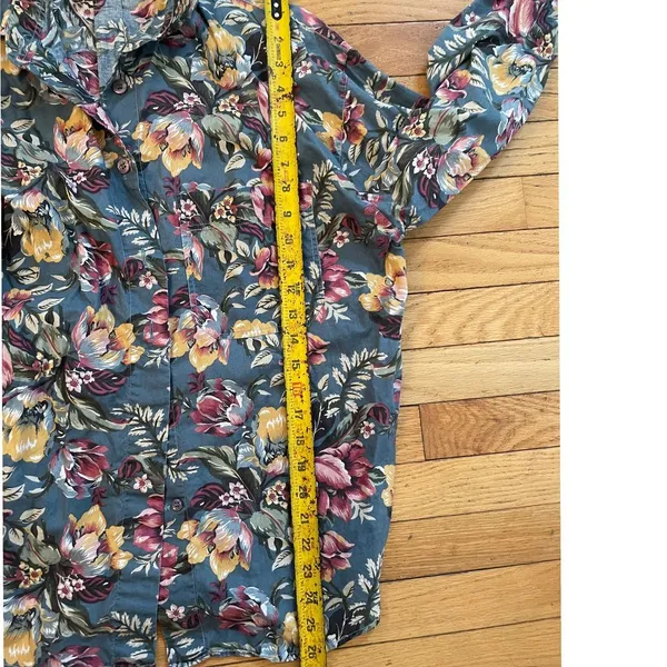 KRAZY KAT vintage retro blue‎ floral women's button down size small 100% cotton - Image 5