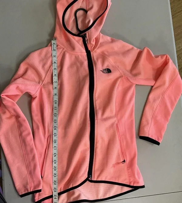 The North Face Arcata Hoodie Neon Peach Zip Up Fleece Lined Zip Pockets Medium - Image 5