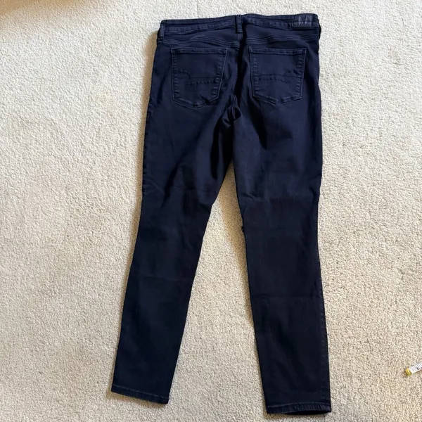 American Eagle Jeans Black Distressed Jegging Next Level Stretch Womens Size 14R - Image 2