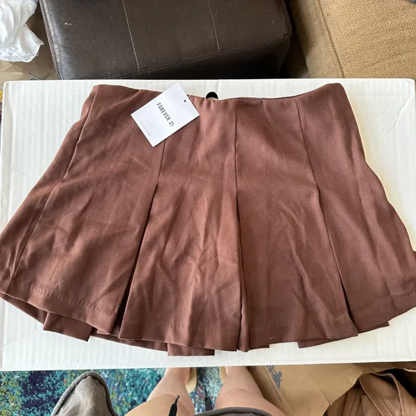 Forever 21 Pleated Brown Mini Skort - Image 5