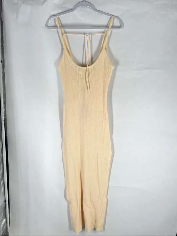 Beginning Boutique Zaria Beige Ribbed Knit Midi Dress Size 12/L NWT - Image 3