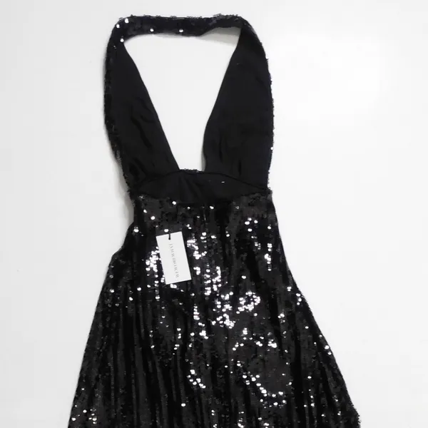 NWT!! WEWOREWHAT Black Sequin Halter Dress Full Length Maxi Glam Party‎ Size 2 - Image 8