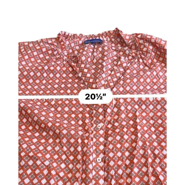 Ro's Garden Rachel Shirt XS Orange Abstract Geo Print Cotton Button Front Top - Image 11