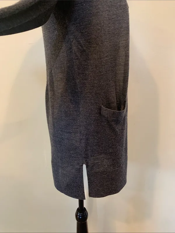 LOFT Women’s XXS Petite Charcoal Gray Longline Button Up V-Neck Cardigan Sweater - Image 4