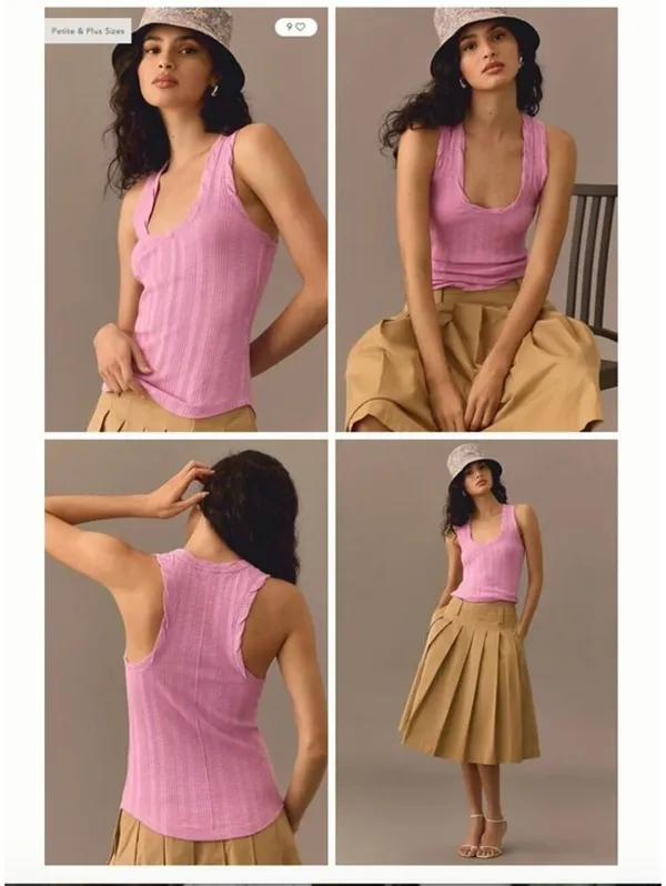 Anthropologie Pilcro NWOT Women's Pink Racer Tank Top Size S - Image 2