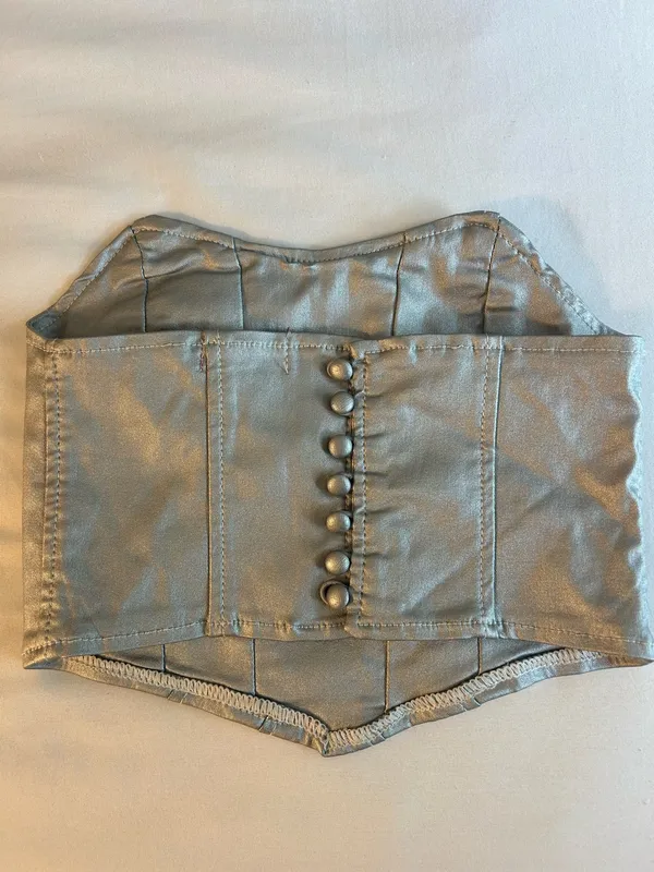 Edikted Silver Shimmer Corset Crop Top - Image 3