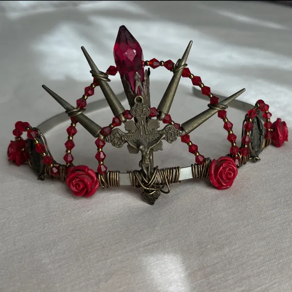 Gothic•Handmade Tiara•Thorns and Roses •Day Of The Dead - Image 2