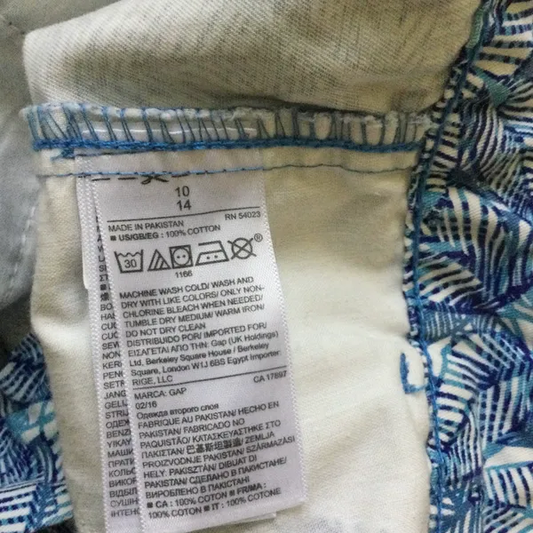 Blue Palm Leaf Print Cotton Shorts - Sz 10 - Image 9