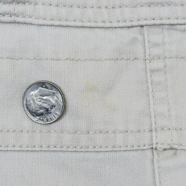 Vintage 90s Bum Equipment Jeans Khaki & Orange Denim Overall Shorts - Image 14