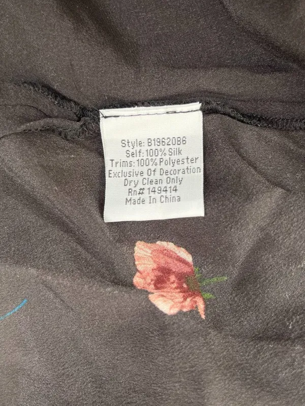 NWOT Johnny Was Biya Silk Embroidered Floral Boho Shirt Blouse Black Sz L - Image 9