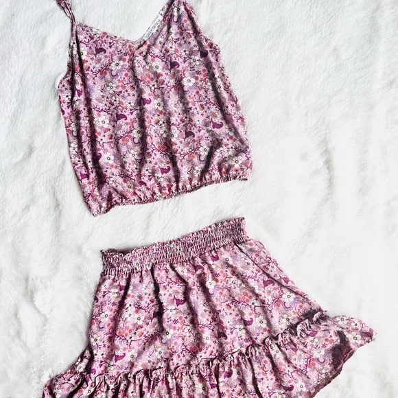 Lola & Grace 2 piece Floral Set Outfit Tank Skirt‎ Medium festival - Image 2