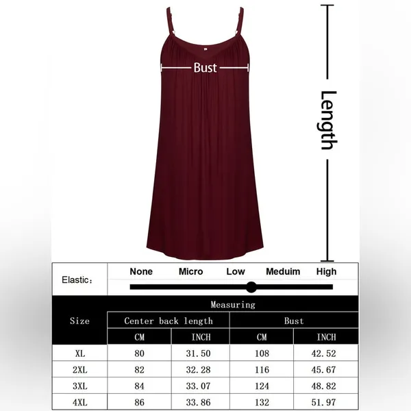 Chama Plus Size Chemise Soft Sexy Sleepwear Pleated Nightgowns Loungewear - Image 7