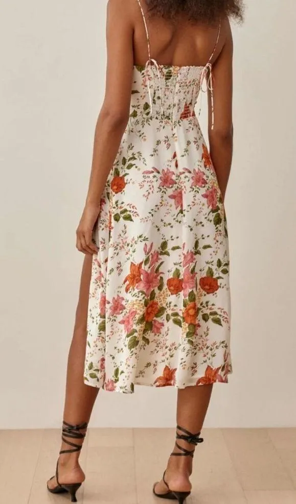 Sunfere Erica Printed Lace Up Slit Midi Dress - Image 2