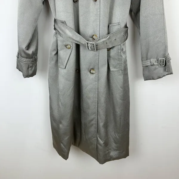 J.Crew Relaxed Trench Coat Satin Crepe Mid Length Silver Gray Insulated US 2 NWT - Image 16