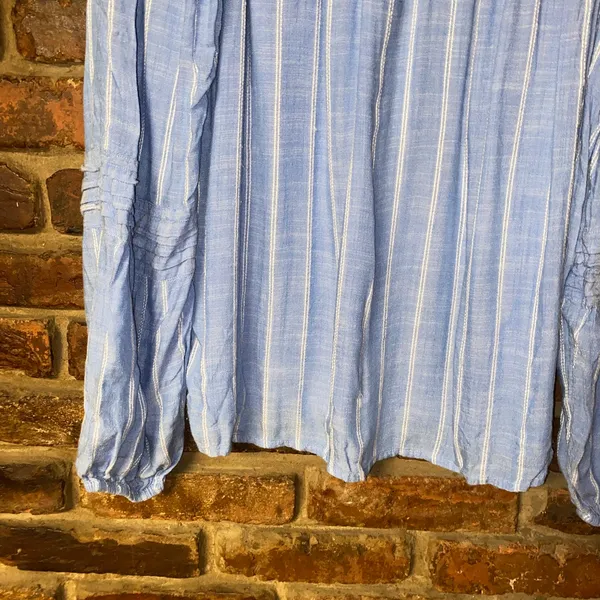 Lauren Conrad Blue Striped Long Sleeve Square Neck Top Women's Size Large - Image 3