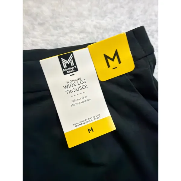 Members Mark Womens Wide Leg Trouser Pants‎ Black High Rise Soft Knit Size M NEW - Image 2