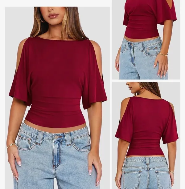 Open Shoulder Going Out Top Red Size XS - Image 2