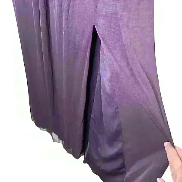 NWT David's Bridal F19608 Plum Long Lace Mesh High Neck Sz 2 - Image 4