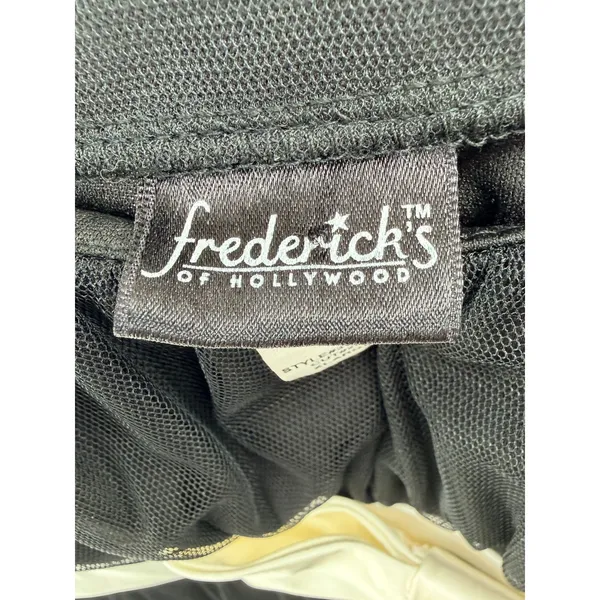 Fredericks of Hollywood Black Tiered‎ Mesh Strapless Bow Mini Dress XL Babydoll - Image 4