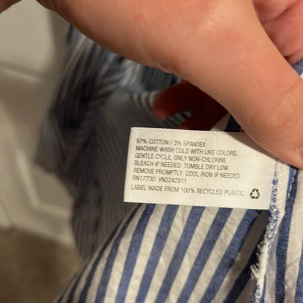 A New Day Blue and White Striped Midi Dress Size Medium with Pockets - Image 5