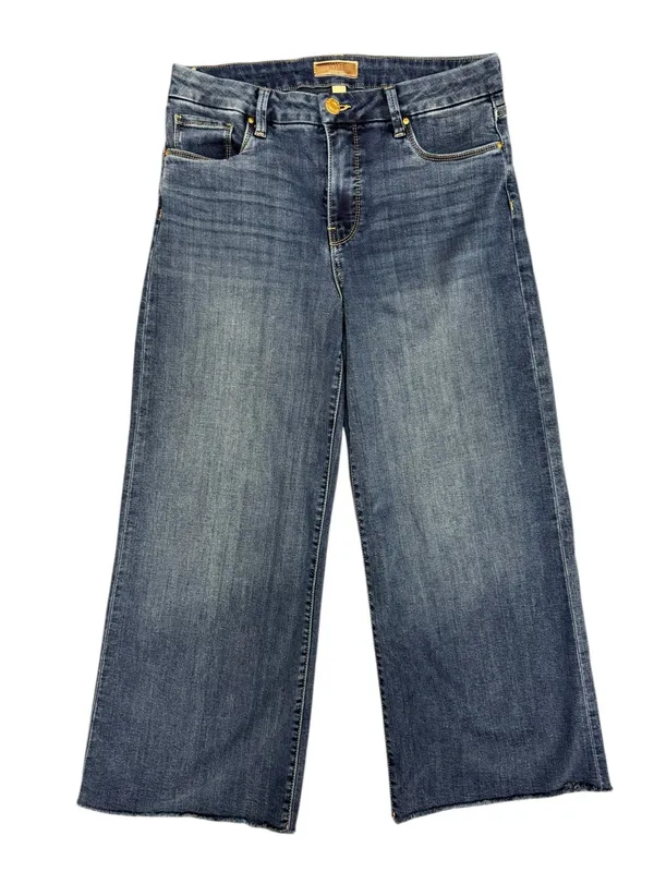 Kut From the Kloth Meg High Rise Fab Ab Wide Leg Jeans Denim Yielded Wash Blue 8 - Image 4