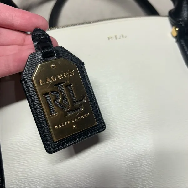 Lauren Ralph Lauren Newbury Black & White Large Double Zipper Shoulder Bag - Image 2