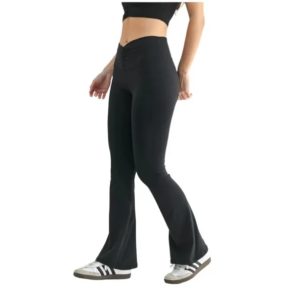 Yogalicious Women's Size Small Scrunch Front High Waist Flared Legging Black - Image 2
