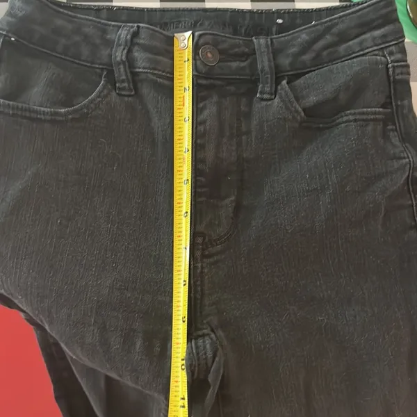 America Eagle Next Level Stretch Black Distressed Jeans Size 2 - Image 13