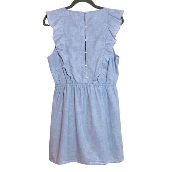 Madewell Chambray Cotton Sleeveless Ruffle Mini Dress Size 10 - Image 2