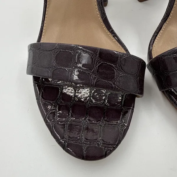 Sam Edelman Womens Yaro Sandal 10.5 Eggplant Leather Chunky Heel Ankle Strap - Image 2