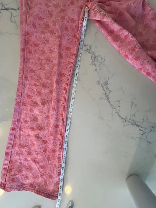 BDG Urban Outfitters Jeans Womens 28 Pink Rose High Rise Flare Floral Pants - Image 7