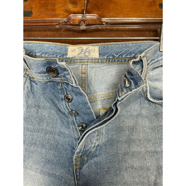 We The Free Distressed Jeans 26 Button Fly Raw Hem Straight Denim Y2K Festival - Image 3