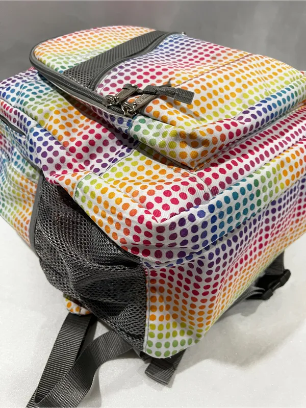 L.L.Bean Deluxe Backpack Book Pack Multicolor Polka-Dots Adjustable Straps - Image 7