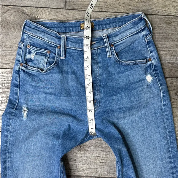 MOTHER The Tripper Ankle Fray Blue Distressed Straight Leg Jeans - Image 11