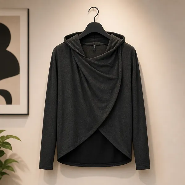 Athleta Purist Hoodie Charcoal Gray Crossover Wrap Front Top 486073 Small - Image 2