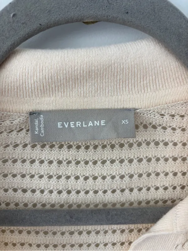 Everlane Cotton Merino Short Sleeve Knit Polo Cream XS - Image 3